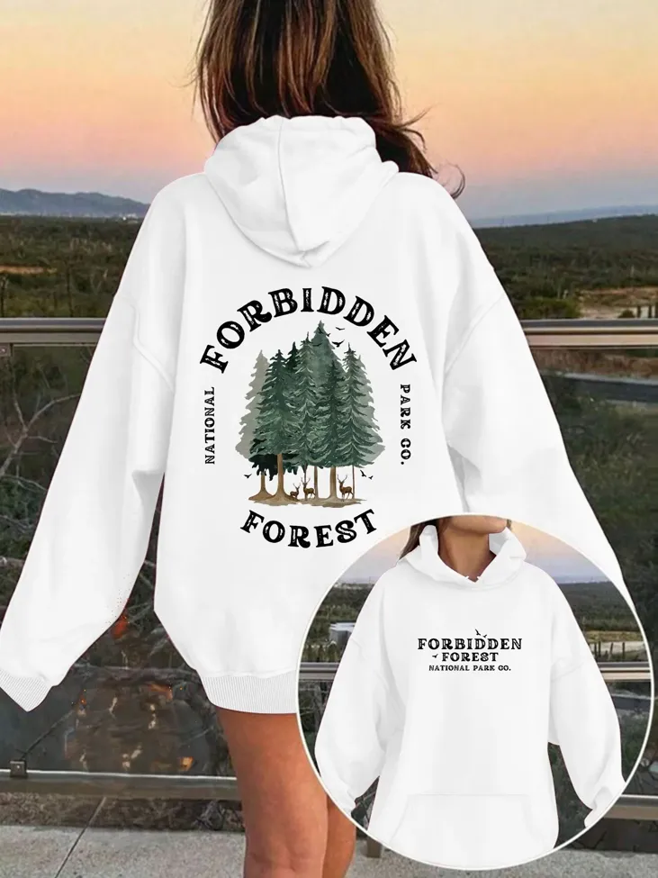 White Graphic Hooded Sweatshirt - Image 1