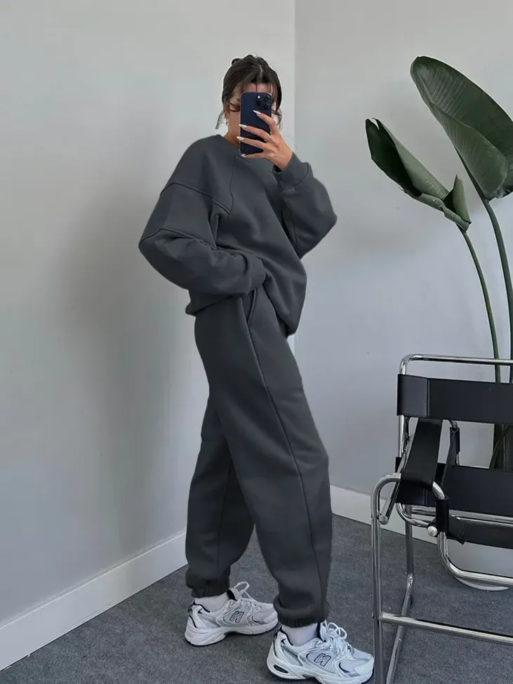 Dark Grey Solid Co-Ord Set - Image 1