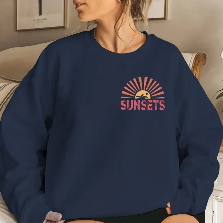 Navy Graphic Crew Neck Sweatshirt - Image 1