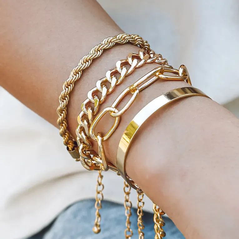 Imitation Gold Stack Bracelet Set - Image 1