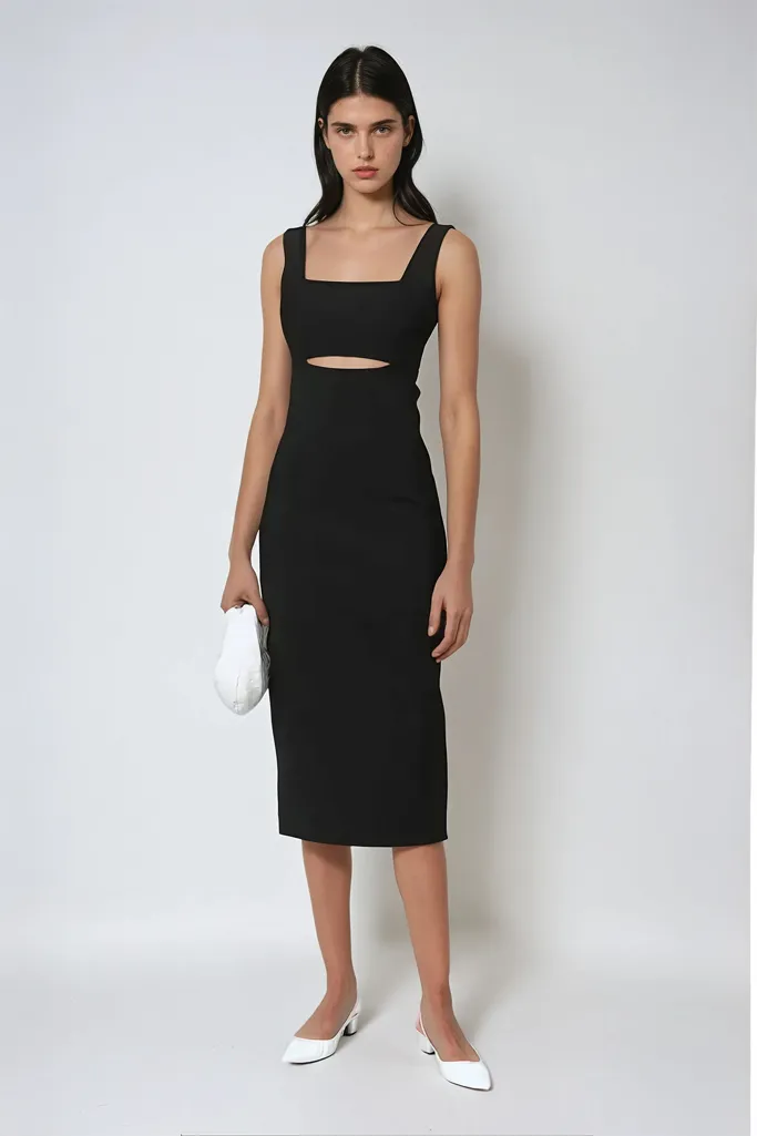 Deepika Padukone Inspired Cut Out Detail Midi Dress - Image 1