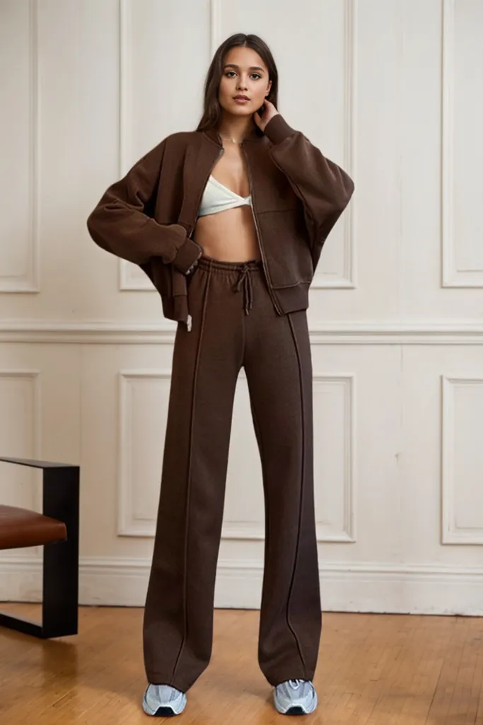 Brown Solid Winter Co-Ords - Image 1