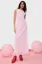 Pink Solid Cowl Neck Maxi Dress