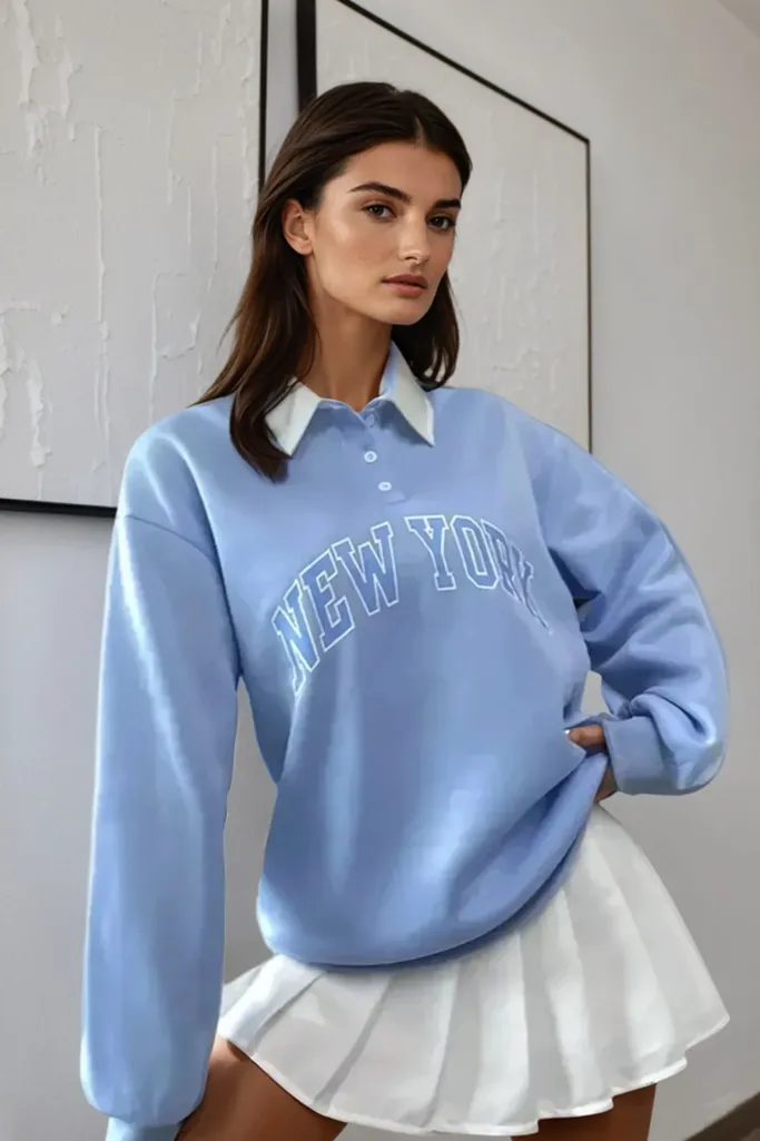 Light Blue Typographic Sweatshirt - Image 1