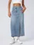 Denim Asymmetric Slit Midi Skirt