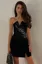 Black Offshoulder Slit Detail Mini Dress