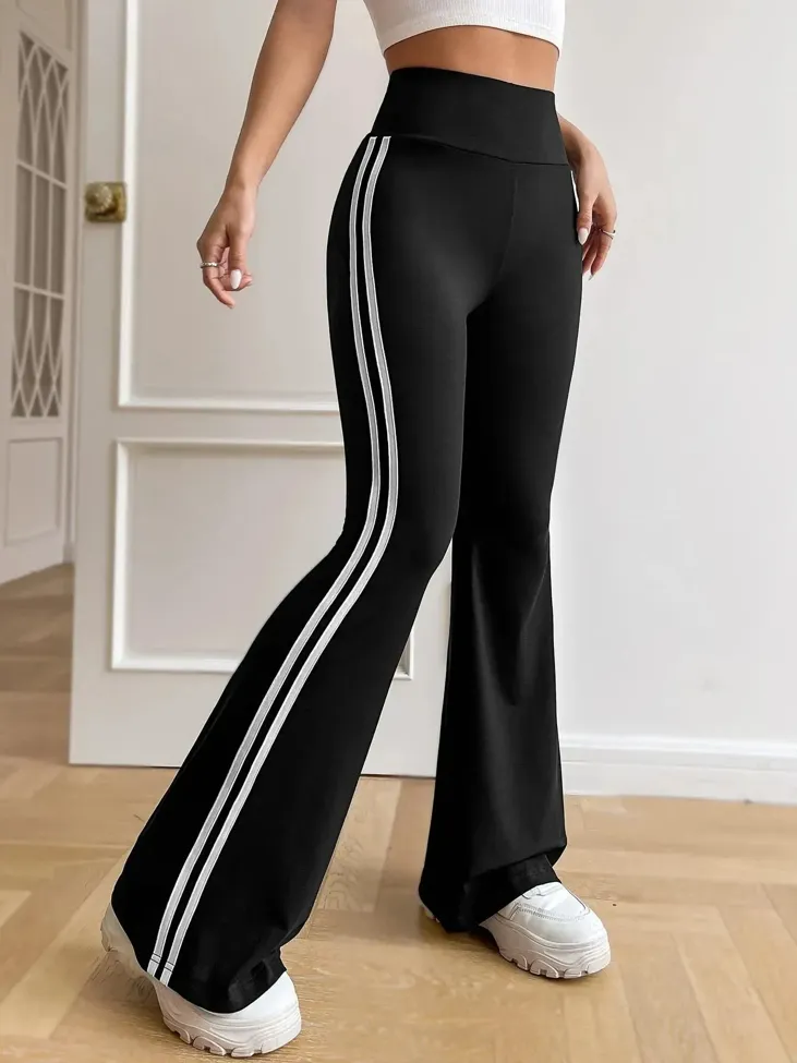 Black Solid Boot Cut Trousers - Image 1