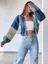 Blue Colourblocked Cardigan