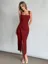 Maroon Draped Square Neck Dress