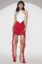Red Solid Ruffle Detail Micro Mini Skirt