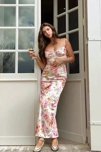 Off White Floral Maxi Dress - NEWME