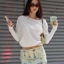 White Solid Boat Neck Top