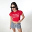 Red Stop Copying Me Crop Tshirt