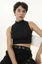 Black Solid High-Neck Crop Top