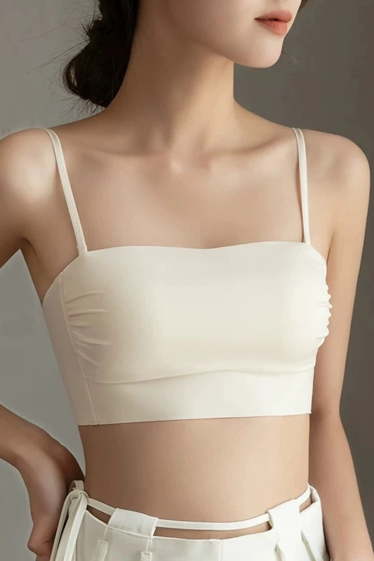 Offwhite Bandeau Bra With Spaghetti Straps - NEWME