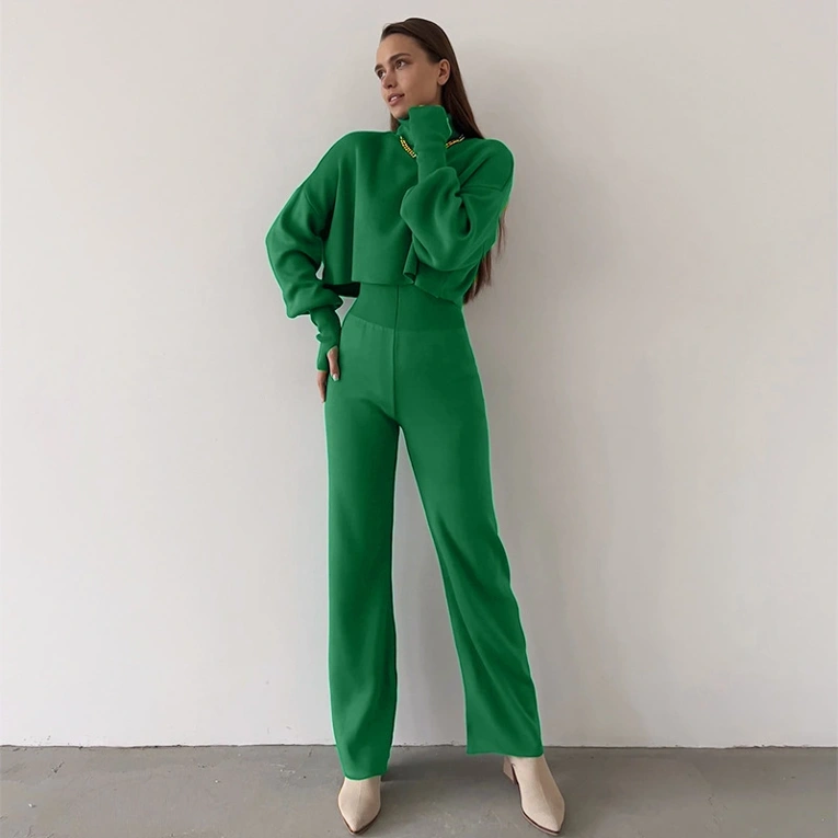 Solid Color Spandex Winter Co-Ord Set - Image 1