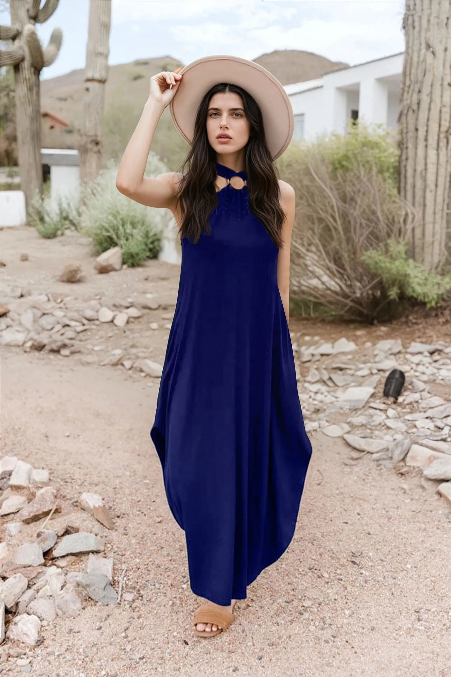 Light Blue Neck Tent Dress - NEWME