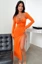 Orange Thigh Knot Split Maxi Dress