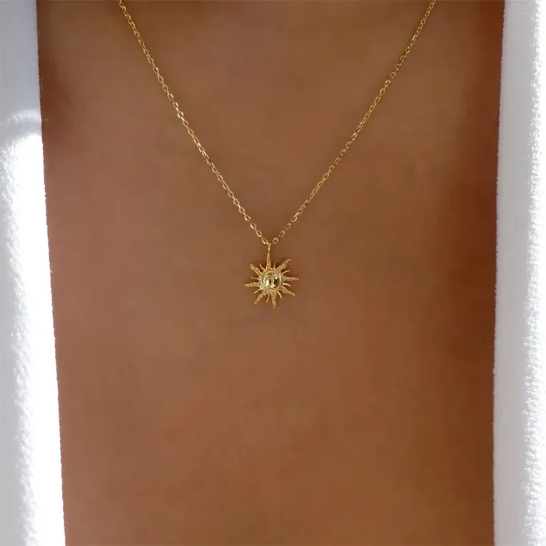 Imitation Gold Sun Pendant Necklace - Image 1