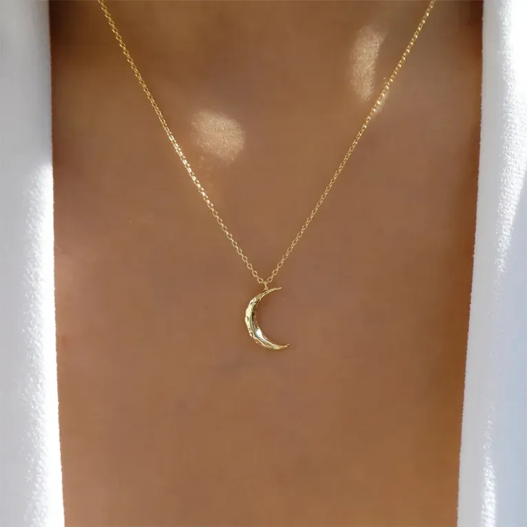 Imitation Gold Crescent Pendant Necklace - Image 1