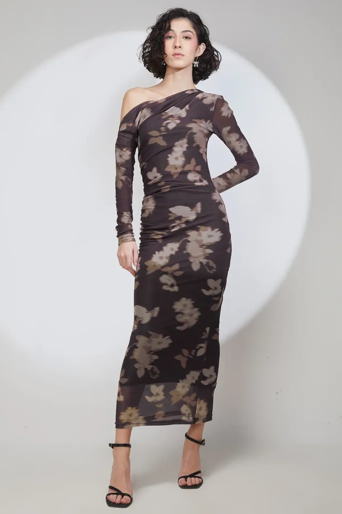 Brown Printed Maxi Dress - Image 1