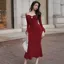 Red Solid Halter Neck Bodycon Dress