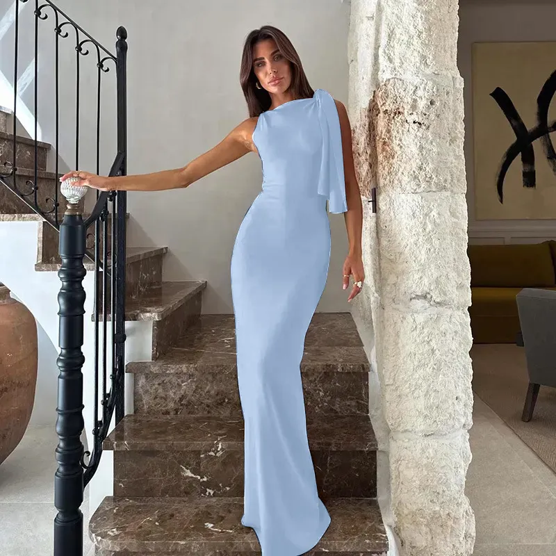 Off White Solid Tie Up Maxi Dress NEWME