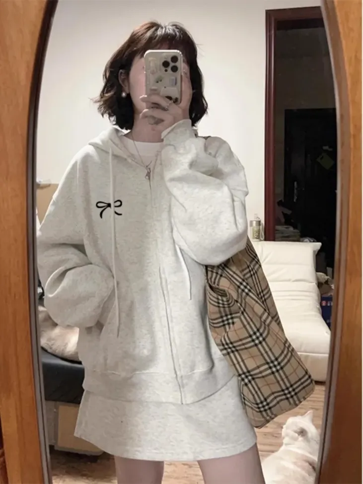 Light Grey Drop Shoulder Hoodie - Image 1