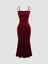 Burgundy Solid Spaghetti Strap Slim Fit Maxi Dress