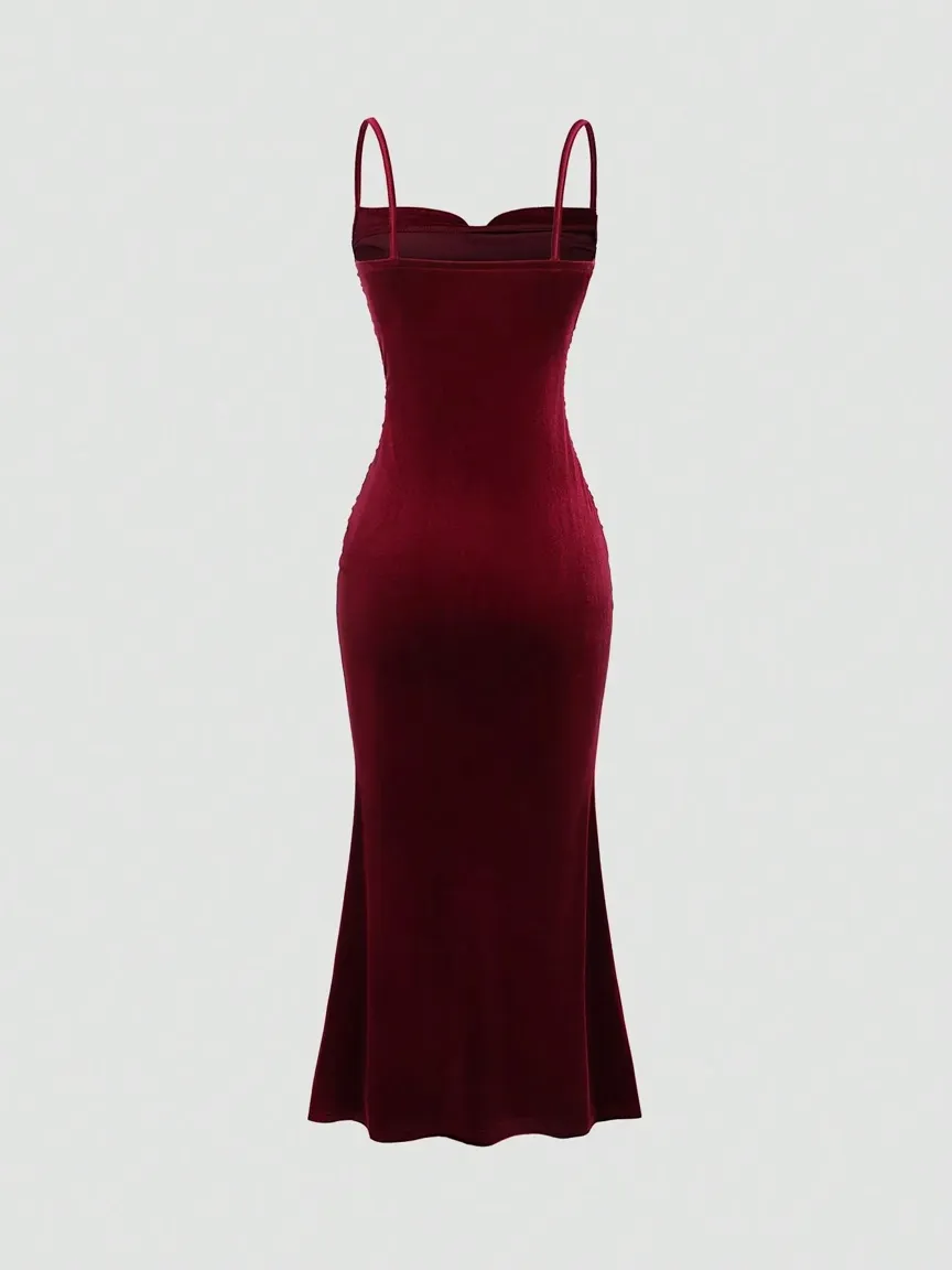 open lace back dress Strapless Red Bodycon Short Dress with Train – Ohmollydress