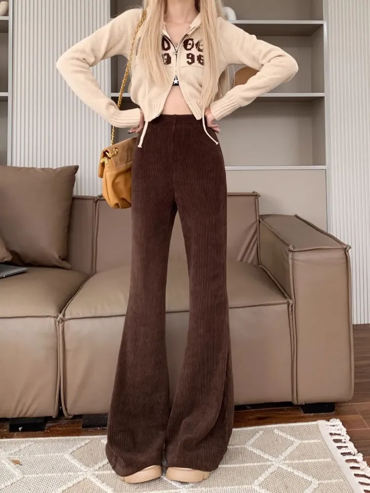 Brown Solid Bootcut Trousers - Image 1