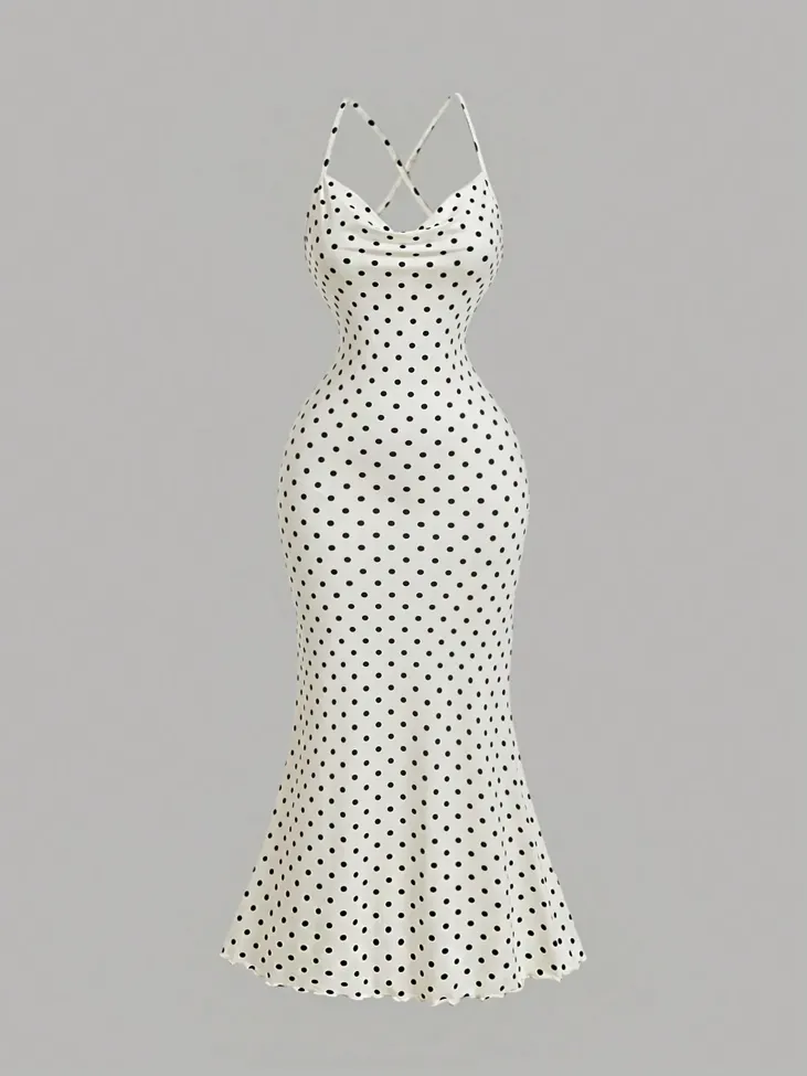 Off White Polka Dots Maxi Dress - Image 1