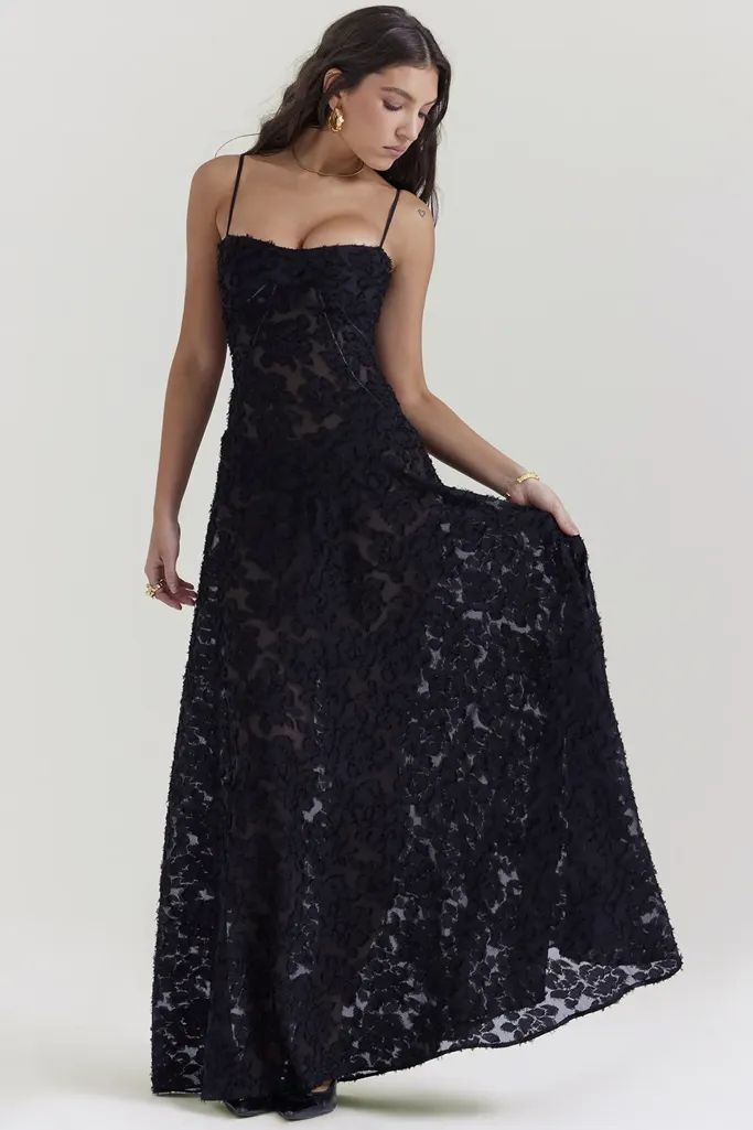 Black Lace Maxi Dress - Image 1