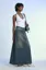 Blue Mid Rise Maxi Denim Skirt With Freyed Bottom Edge