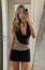 Black Ruched Plunge Mini Dress