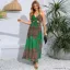 Green Leopard Print Halter Neck Maxi Dress