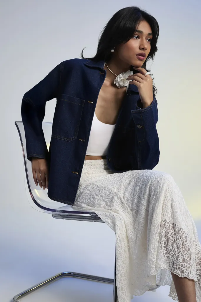 Dark Blue Oversized Denim Jacket - Image 1