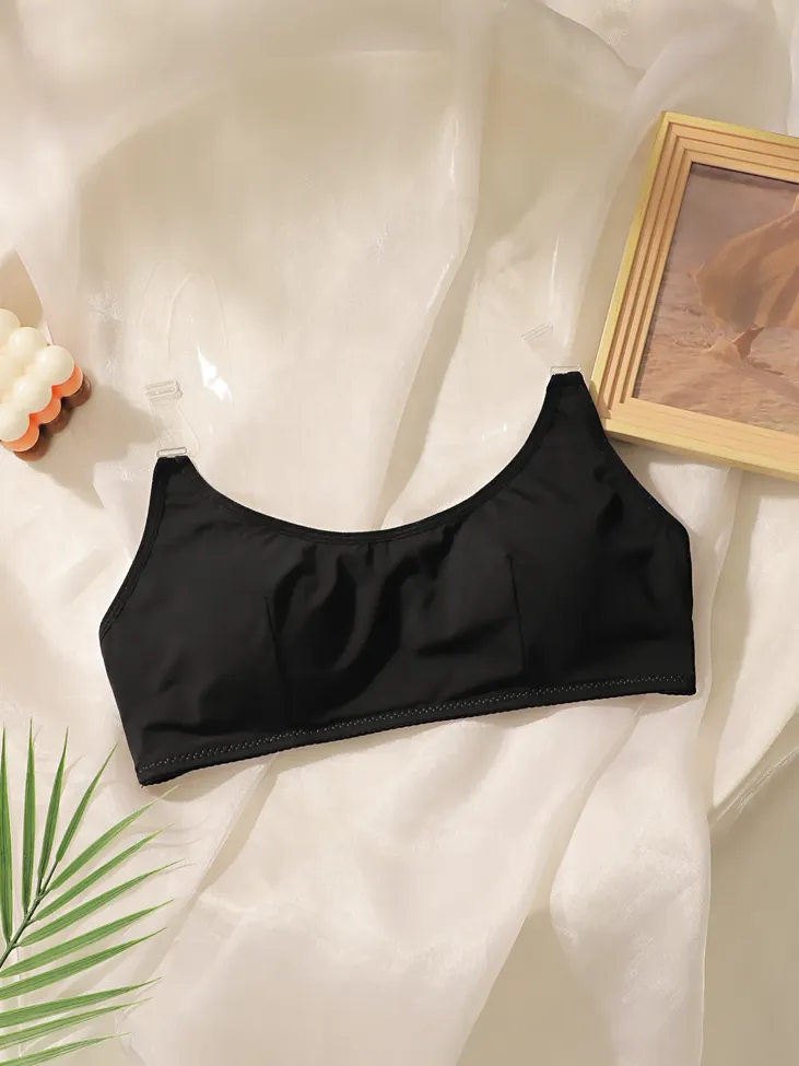Black Solid Contour Bra - Image 1