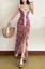 Red Check Ruffle Maxi Dress