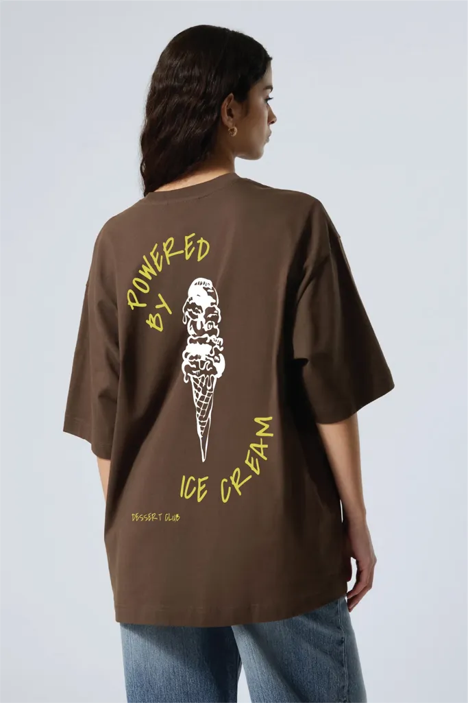 Brown Oversized Graphic Print Tshirt - Image 1