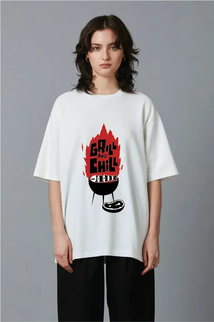 White Oversized Graphic Print Tshirt - Image 1