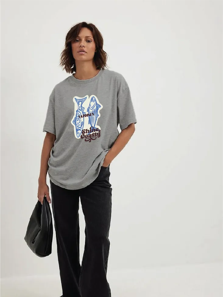 Grey Oversized Graphic Print Tshirt - Image 1