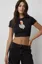 Black Graphic Printed Crop Tshirt