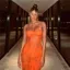 Orange Lace Bandeau Maxi Dress
