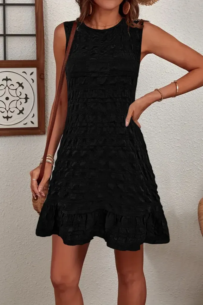Black Ruffled Aline Dress - Image 1