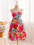 Fuchsia Floral Tiered Mini Dress