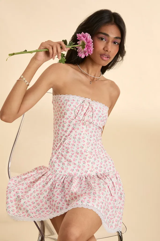 Ditsy Print Corset Tube Dress - Image 1