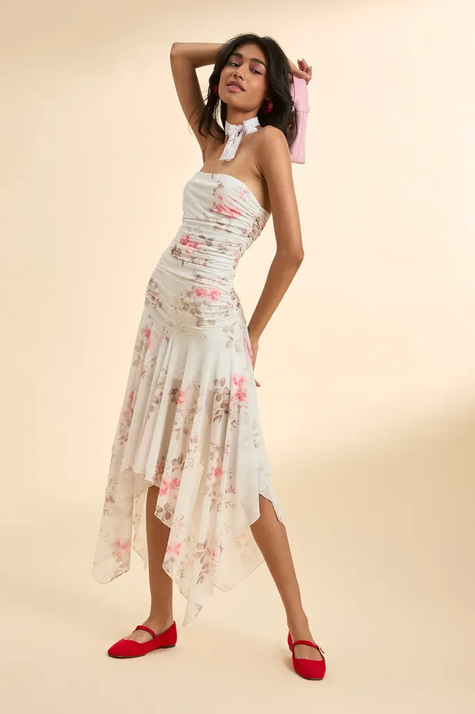Asymmetric Floral Tube Dress - Image 1