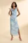 Floral Cowl Neck Backless Maxi Dress