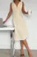Beige Vneck Buttoned Midi Dress